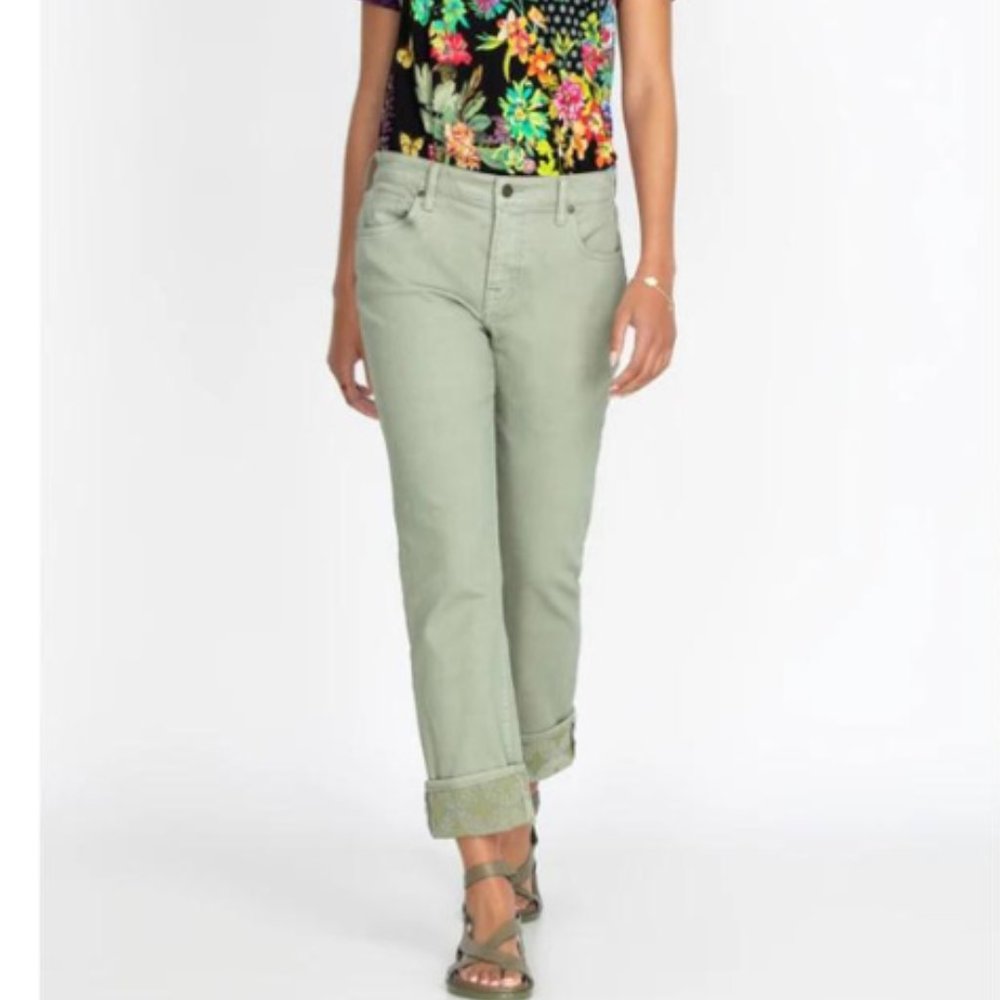 Johnny Was Women's Cuffed Jeans Size-29 Oil Green